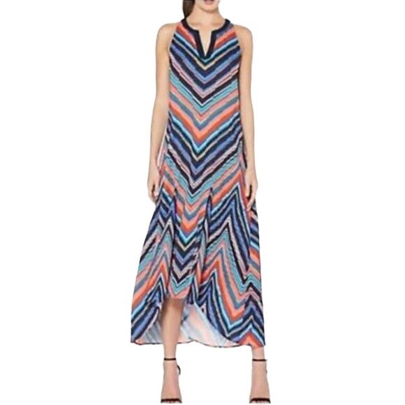 NWT Laundry by Shelli Segal Colorful Chevron Stripe High Low Dress Size 2 - Picture 1 of 10